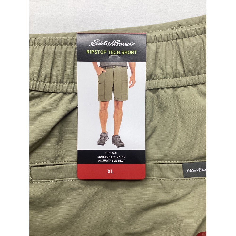 Eddie Bauer Mens Ripstop Tech Shorts Aloe Green XL EB004134 Adjustable Belt NEW